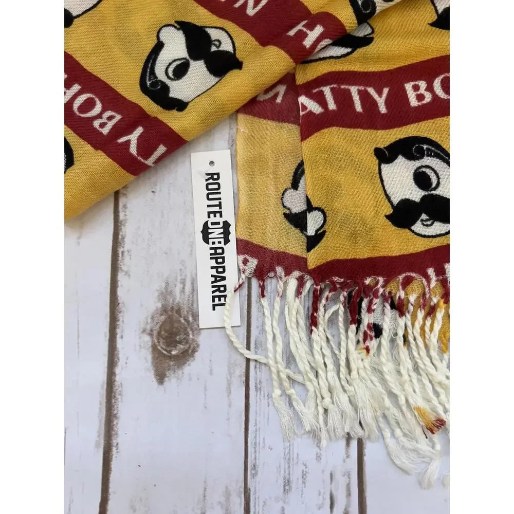 Natty Boh NEW Scarf with Mustard Yellow and Burgundy Colors